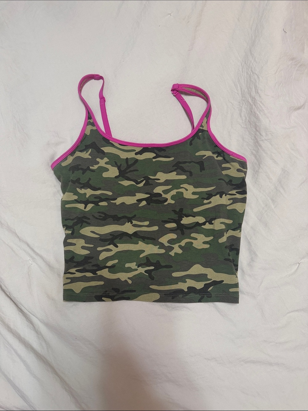 Camo Print Pink Trim Tank Top